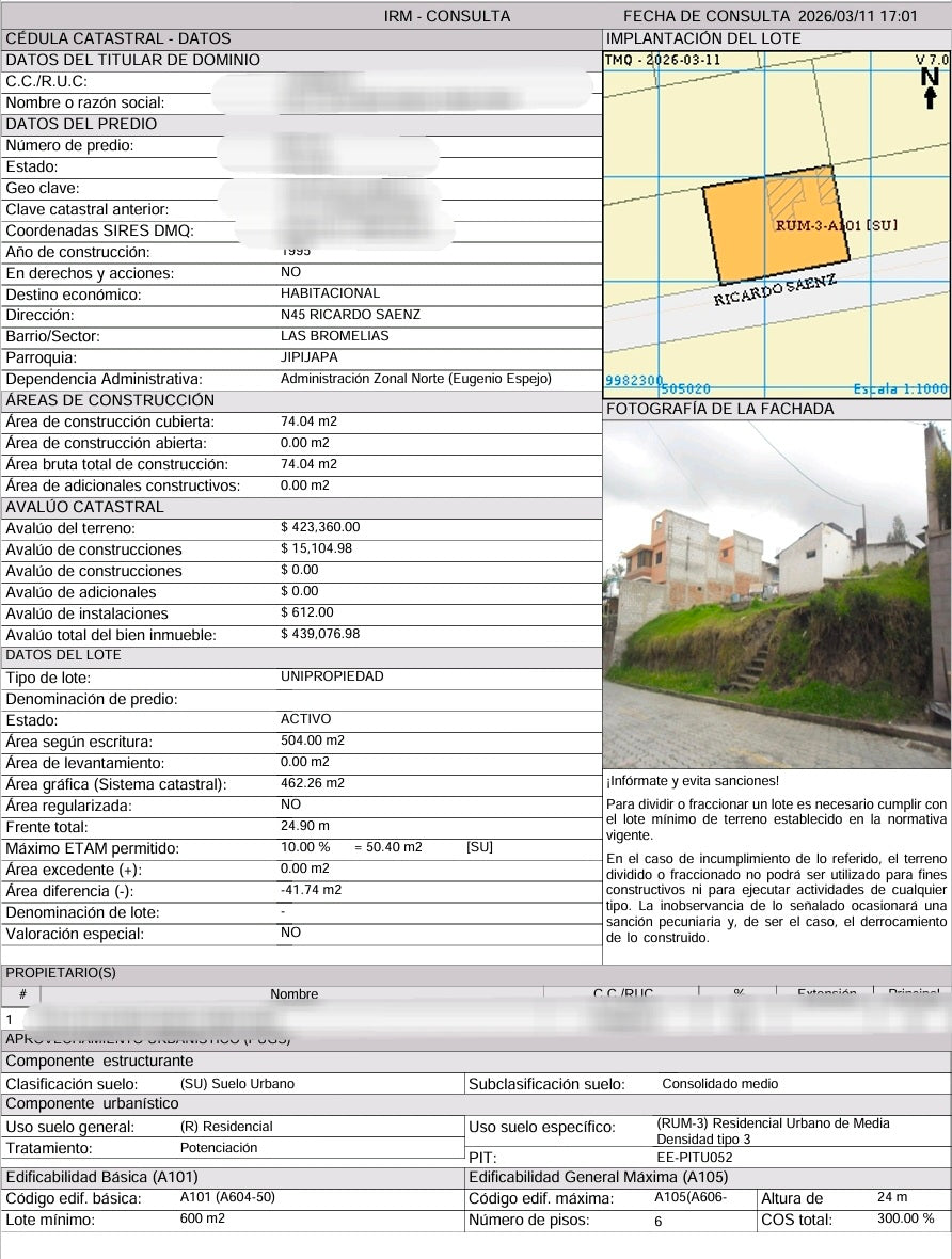 SE VENDE TERRENO SECTOR LOMAS DE MONTESERRIN