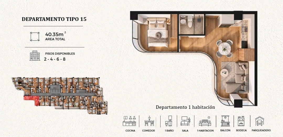 SE VENDE ESTUDIOS Y SUITES EN PROYECTO, SECTOR BOSMEDIANO Y GONZALEZ SUAREZ.